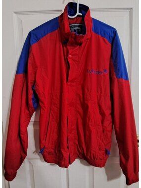 Vintage Sierra Sport  L Full Zip Red Blue Whistler Nylon Colorblock  Jacket